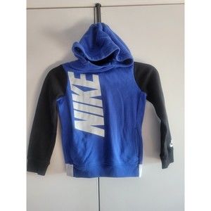 Nike Pullover Hoodie Boys Youth Size M 5/6 Black and Blue Hooded Sweatshirt